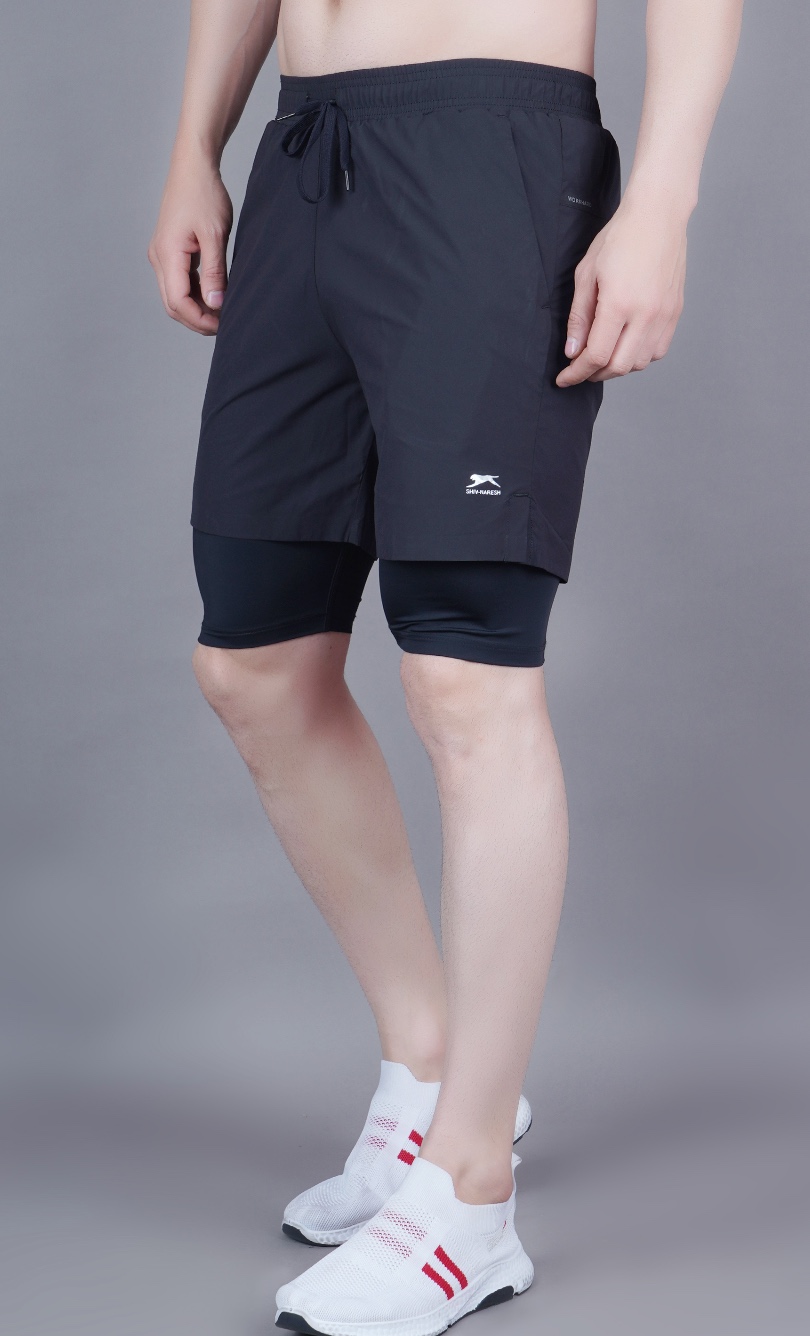 Half Pant With Tighty Pockets: 1 side Zip Dull Machanical Streach